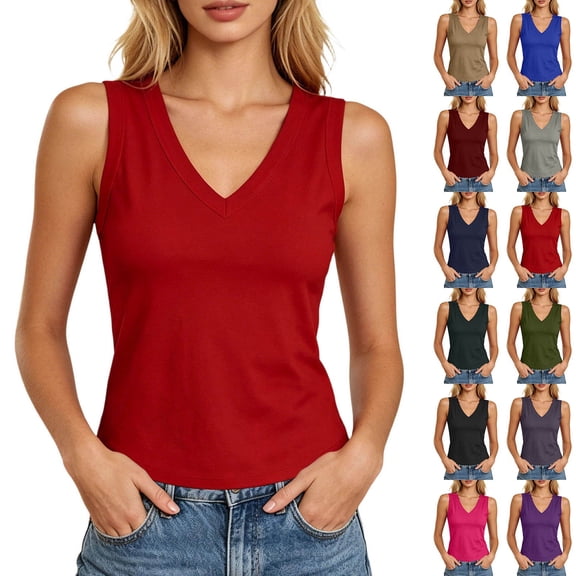 TGPMGRZ Workout Tank Tops Woman V Neck Wide Strap Athletic Top Solid Color Summer Clothing Size M