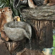 Xkiss LED Lights Resin Squirrel Solar Powered Water Feature Outdoor and Indoor, Multicolor