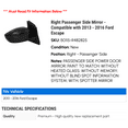thumbnail image 2 of Right Passenger Side Mirror - Compatible with 2013 - 2016 Ford Escape 2014 2015, 2 of 2