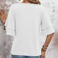 thumbnail image 6 of ZyeKqe Womens Summer Tops Casual V-Neck Petal Layered Sleeve Tunics Loose Fitted Lightweight Tshirts, 6 of 6