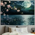 thumbnail image 2 of PRATYUS Ocean Tapestry Moon Tapestry Wall Hanging Pink Cherry Blossom Japanese Anime Scenery Tapestry for Bedroom Living Room Decor Artistic Painting, 2 of 6