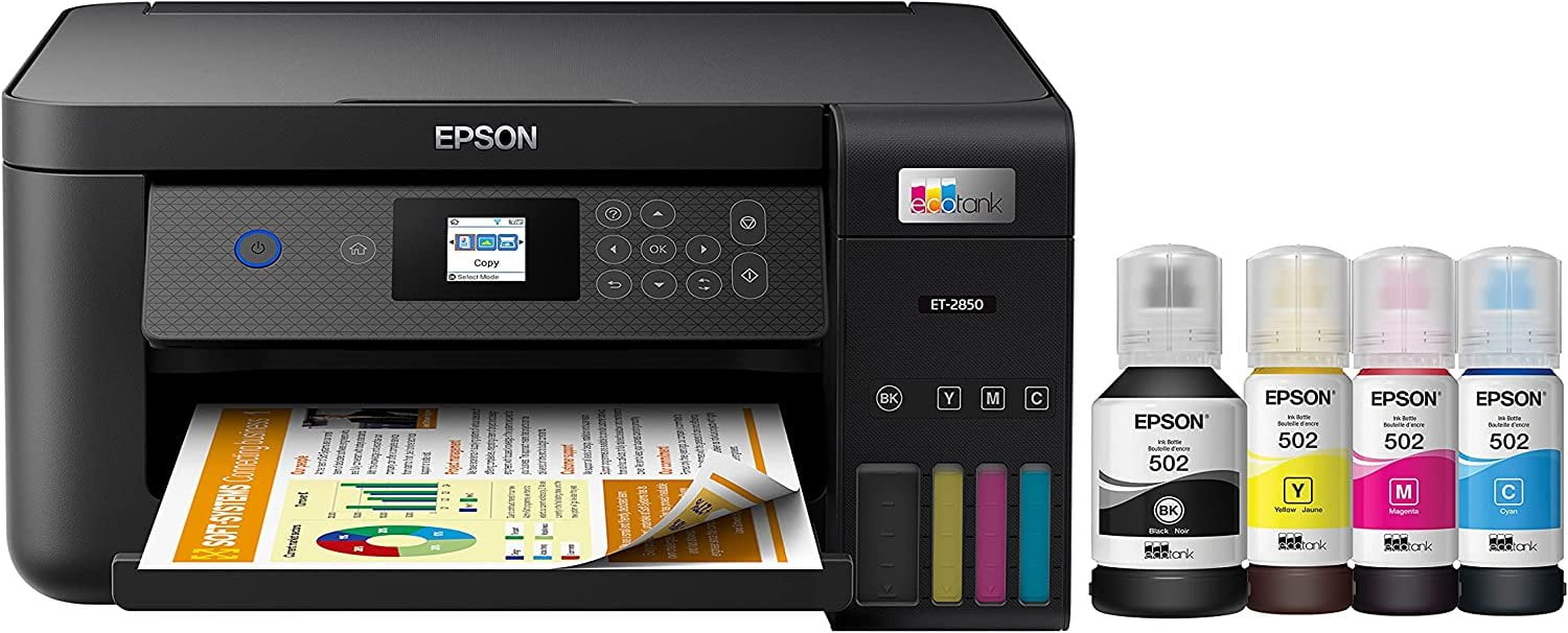 Buy Epson EcoTank ET-2850 Wireless Color All-in-One Cartridge-Free ...