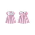 thumbnail image 2 of BemeyourBBs Toddler Baby Girl Summer Striped Dress Little Baby Girl Silly Goose Big Sister Outfit 12 18 24 Months 2 3 4 5 Years Scalloped Collar Puff Short Sleeve Silly Goose Floral Embroidery Dress, 2 of 9