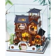 thumbnail image 4 of Kit de casa de muñecas en miniatura para hacer uno mismo con muebles y cubierta antipolvo con luces LED, 4 of 8