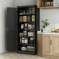 thumbnail image 2 of HOMCOM Kitchen Pantry Storage Cabinet, 6-tier Pantry with 4 Doors, Black, 2 of 10