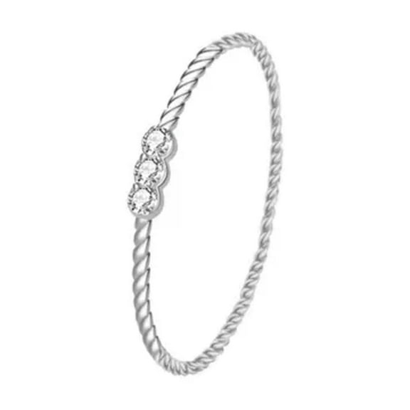 EOEMY 925 Sterling Silver Triple Bezel Cz Thin Dainty Midi Knuckle Pinkie Ring A3151-5.5