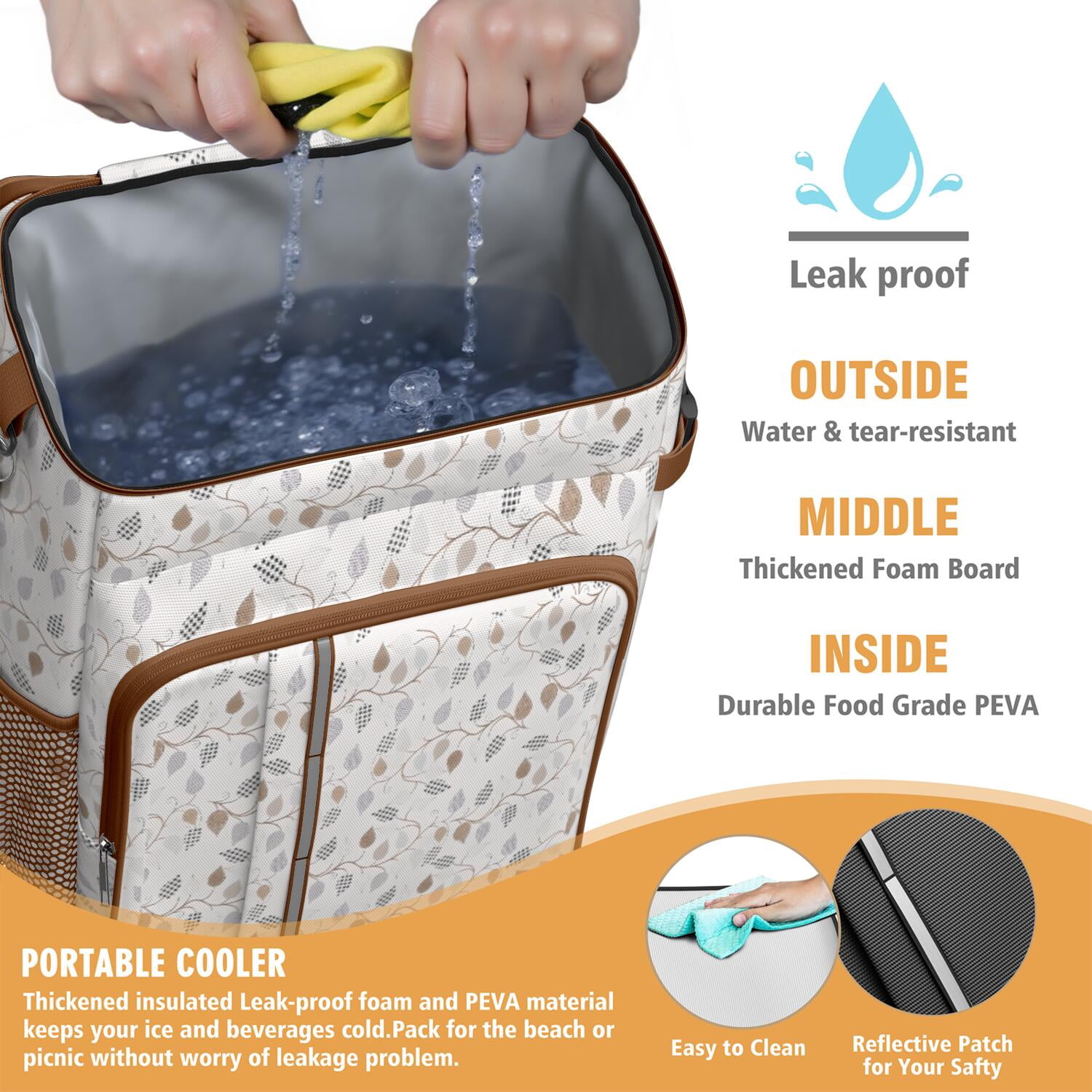 Travel Cooler Bag - Boho Bohemia Flower Camping Beer Cooler Backpack with Bottle Opener- Waterproof Insulated Picnic Backpacks - Cooler Bag for Beach