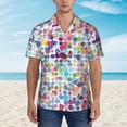thumbnail image 4 of Goofa Colorful Watercolor Dots Hawaiian Shirt for Men, Unisex Summer Beach Casual Short Sleeve Button Down Shirts,Aloha Tropical Floral print shirt-, 4 of 9