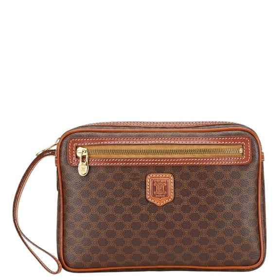 Pre-Owned Celine Macadam Second Bag Clutch Brown PVC Leather Men's CELINE (Good)