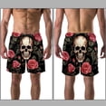 thumbnail image 3 of luoweisi Men's Beach Shorts Quick Dry Swim Trunks with Mesh Lining Roses and Skull L, 3 of 5