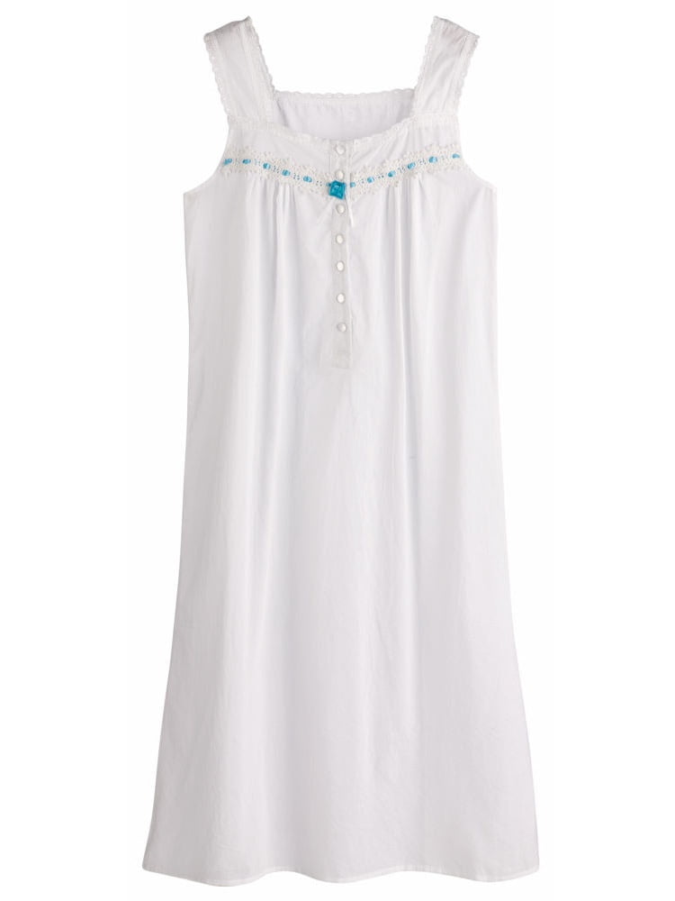 Catalog Classics - Women's White Lightweight Cotton Tank Top Nightgown ...