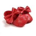 thumbnail image 2 of Baby Girl Crib Shoes, Soft Sole Flats Princess Dresses Shoes PU Cute Bow Prewalker, 2 of 6