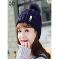 thumbnail image 6 of Luxtrada Womens Winter Hat Warm B Letters Knitted Hat Thick Beanie Cap & Scarf for Winter Knit Ski Beanies Outdoor Sport Hats (Blue), 6 of 6