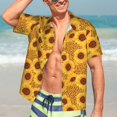 thumbnail image 7 of Pofeuu Yellow Leopard Print Sunflower Print Hawaiian Shirt for Men Sleeves Casual Button Down Summer Beach Dress Shirts T-Shirts,Medium, 7 of 7