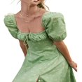 thumbnail image 1 of EIMELI Robe Boho Cottagecore pour Femmes à Manches Bouffantes Robe Vintage à Encolure Carrée Robe Fendue à Fleurs Flatteuse Maxi Longue Robes d'Été, 1 of 7