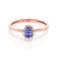 thumbnail image 2 of Gem Stone King 0.31 Ct Oval Blue Tanzanite White Diamond 18K Rose Gold Ring, 2 of 3