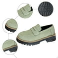 thumbnail image 7 of Penny Loafers for Women Round Toe Classic PU Leather Slip on Dressy Shoes Lug Sole Low Heel Business Casual Shoes Light Green Size 7, 7 of 7