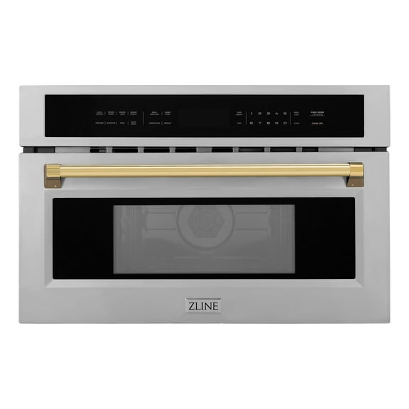 ZLINE Autograph Edition 30 1.6 cu ft. Built-in Convection Microwave Oven in Stainless Steel and Gold Accents