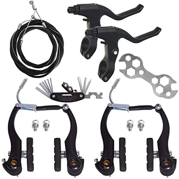 Juego de frenos de bicicleta Completo GASHWER Freno Delantero y Trasero Universal negro