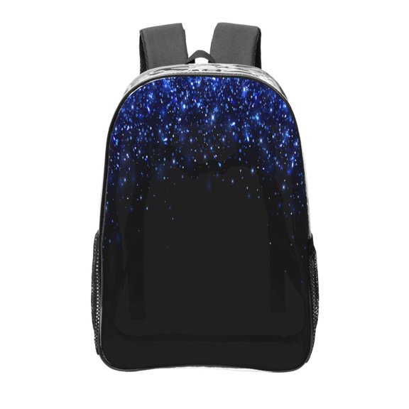 Kdxio Black Blue Glitter Sparkles Clear Backpack, Transparent Bookbag for School for Women Men, Capacity Clear Bag for College, Travel