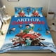 thumbnail image 1 of Arthur Christmas Conjunto de sábanas temático, trío de piezas, cómodo y amigable con la piel, diseño único, regalo de decoración para el hogar para familiares, amigos y fans, 90 cm * 190 cm, 1 of 6