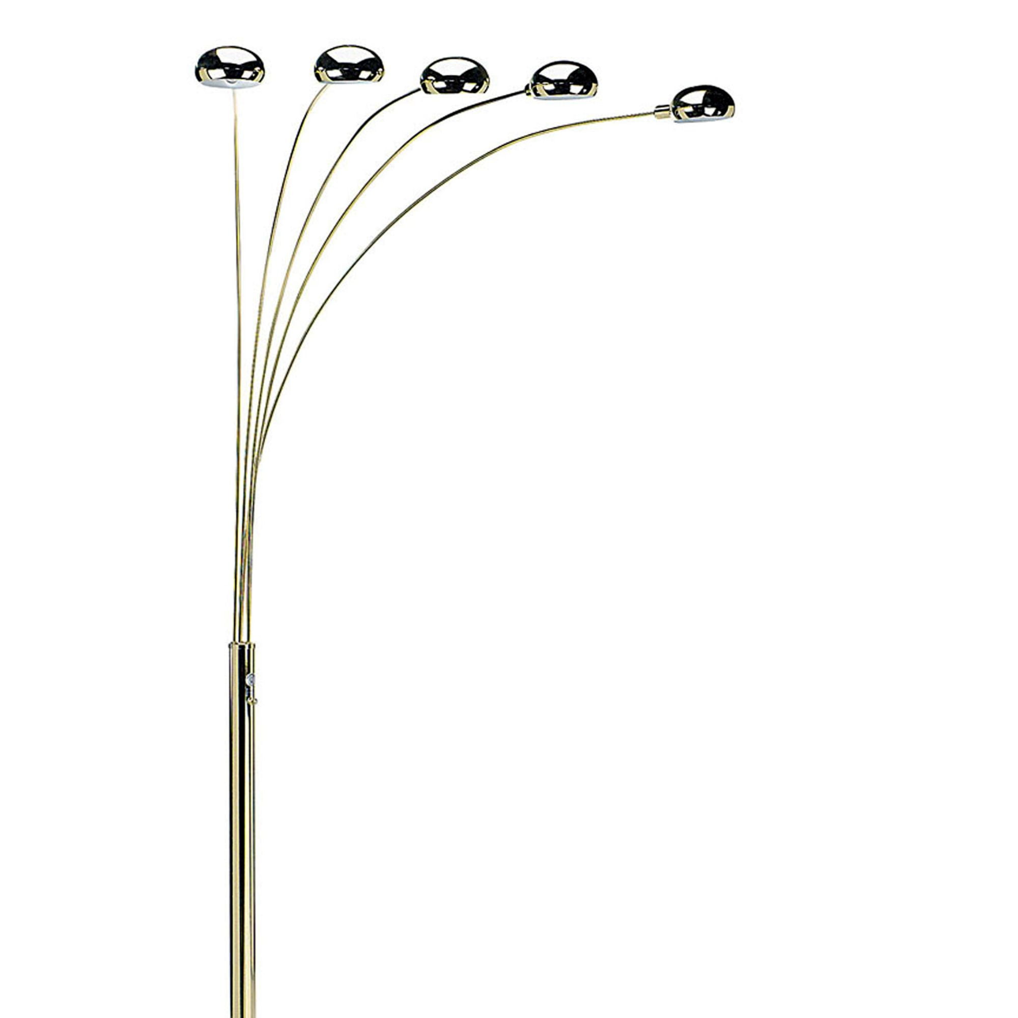 Witaxima 84" Gold Metal Floor Lamp with 5 Adjustable Arms, Polished Brass Finish Standing Light for Living Room