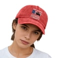 thumbnail image 2 of USA Flag Baseball Cap for Men Women Washed Denim Pre-Curved Visor USA Anniversary Embroidered Cap Adjustable Breathable Baseball Hat Outdoor Travel Summer Sun Hat, 2 of 4