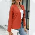 thumbnail image 4 of XIAfhje Womens Blazer Suit Open Front Casual Work Office Blazer Jacket Long-Sleeve Solid Color Versatile Collarless Cardigan Suit Coat Outerwear, 4 of 5