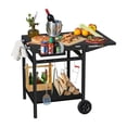 thumbnail image 1 of Gril Extérieur Four à Pizza Préparation des Aliments Chariot Bbq Support Table avec Roues de Rangement Comptoir Extensible, Noir, 1 of 7