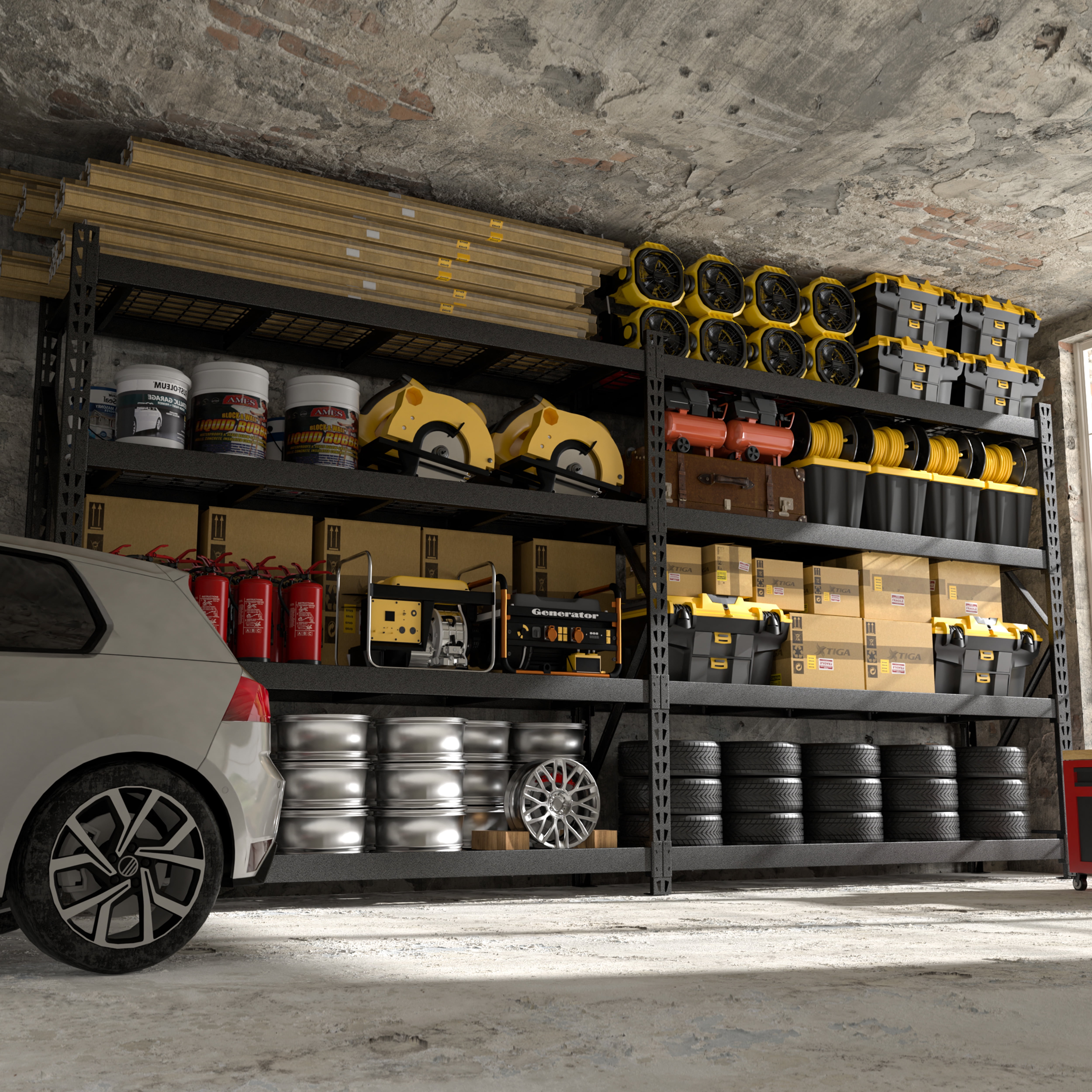VEIKOUS Large Heavy Duty Garage Storage Shelves with 4-Tier Adjustable Storage Shelves, 8000Lbs Capacity, 91 "W x 24 "D x 87 "H