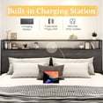 thumbnail image 4 of Lifezone King Size Bed Frame with 2-Tier Bookcase Headboard Platform Bed with Charging Station & LED, 4 Storage Drawers, Metal Support, No Box Spring Needed, Noise Free, Grey, 4 of 7