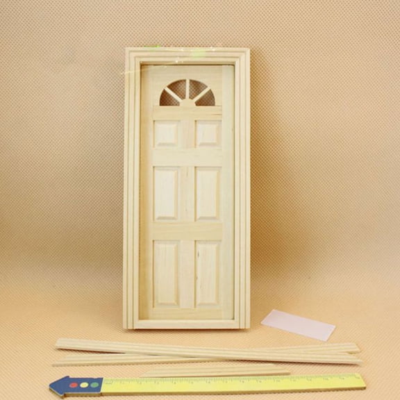 Toyvian Dollhouse Christmas Mini Plain Accessory Six Lattice Door Model with Sun Windows