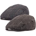 thumbnail image 1 of 2pack Adjustable Newsboy Hats For Men Flat Cap Mens Irish Cabbie Black, 1 of 4