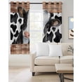 thumbnail image 2 of Cow Printed Blackout Curtains for Bedroom Living Room Darkening Curtains 63 Inches Long Farmhouse Watercolor Country Wooden Grain Window Curtain 2 Panels Set Window Treatment Grommet Drapes 52"x63", 2 of 9