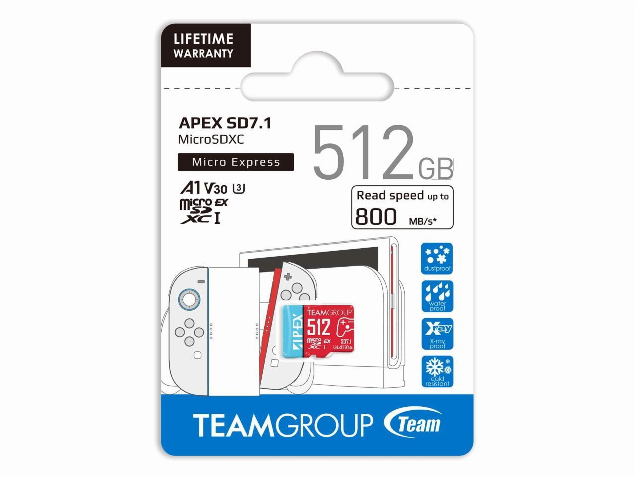 Team Group microSD Express Card – 512GB for Nintendo Switch 2, Steam Deck, and ROG Ally (TAPMSDE512GIV30A102)