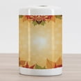 thumbnail image 2 of Harvest Ceramic Toothbrush Holder, Striped Dotted Background and Vibrant Maple Aspen Oak Leaves Seasonal Nature, Decorative Versatile Countertop for Bathroom, 4.5" X 2.7", Red Green Orange, 2 of 4