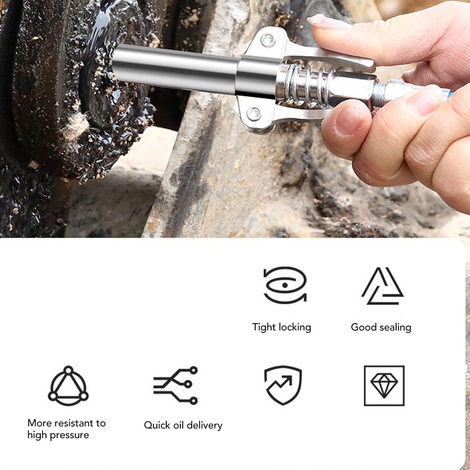 Xirurus Durable Locking Grease Gun Coupler Kit – High‑Pressure Manual, Pneumatic & Electric Oil Injection Adaptor