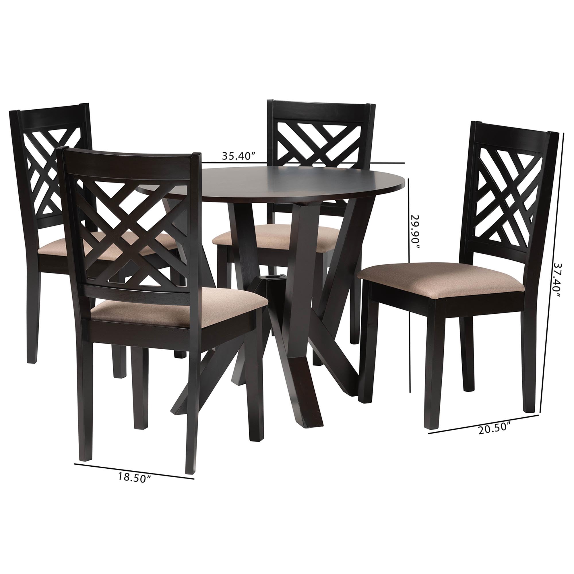 Baxton Studio Elise Modern Dining Set, 5-Piece, Dark Brown