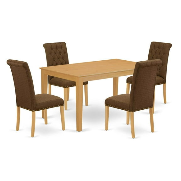 East West Furniture Dining Room Set Oak, CABR5-OAK-18