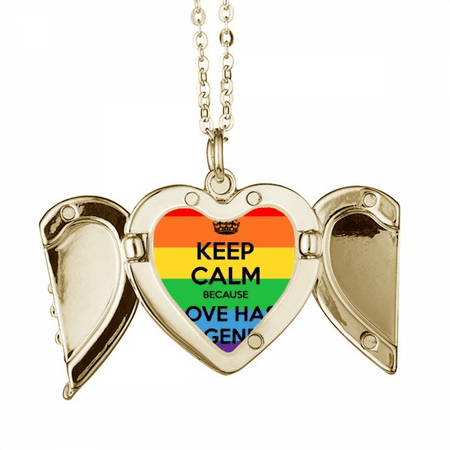 Transgender Bisexuals LGBT Folded Wings Peach Heart Pendant Necklace