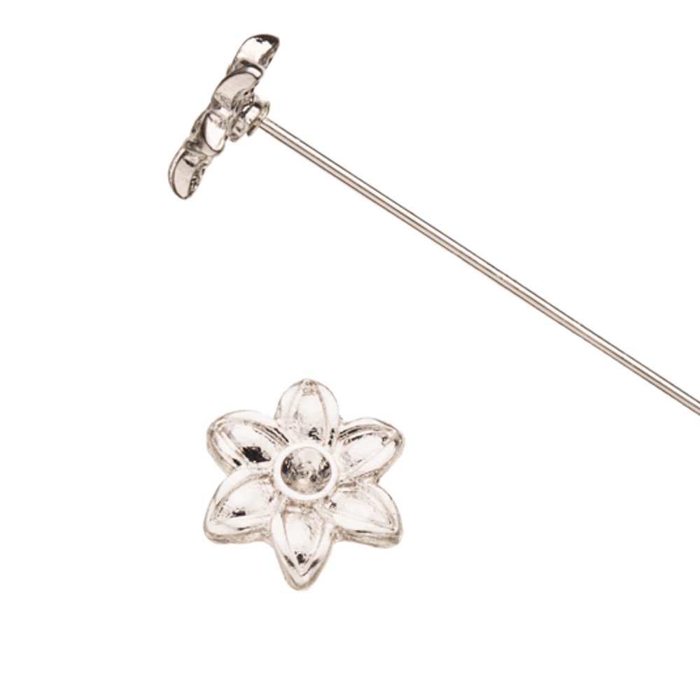 SilverPlated Lily Flower Head Pin With ss7/Pp15 Crystal Setting 14Ga
