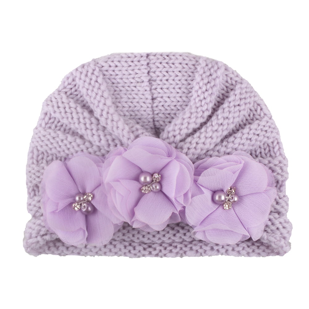 Newborn Infant Baby Boy Girl Turban Cotton Beanie Hat Winter Warm Caps Floral 