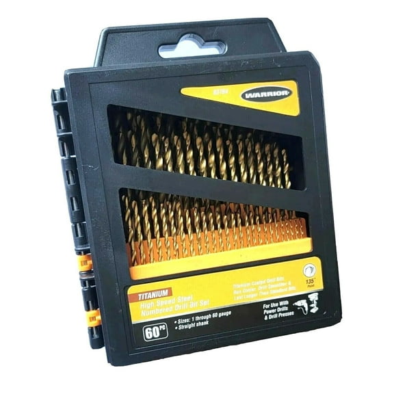 Titanium Coated High-Speed Steel Numbered Drill Bit Set, 60-Piece