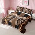 thumbnail image 3 of Erosebridal Leopard Bow Print Quilt King for Girls, Cheetah Animal Spots Girly King Coverlet Set, 3 Pieces 1 Bedspread and 2 Pillowcases, 3 of 7
