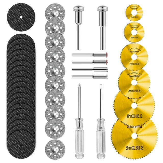 Juego de ruedas de corte Kuenuilr, 44 piezas, resina de diamante HSS, 145 g