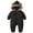 Black, variant on Newborn Boys Winter Snowsuit Fleece Lined Jumpsuit Hooded Padded Romper, Sizes 0-6M