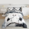 thumbnail image 2 of Homewish Red-Crowned Crane Full Size Comforter Sets,Ink Painting Bedding Comforter Set,White Gray Bedding Sets For Girls Kids,Luxury Bedroom Decor Reversible,3 Pieces, 2 of 8