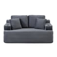thumbnail image 6 of Boneless Loveseat, 2-Seater Floor Couch with Cup Holders and Side Pockets, Corduroy Fabric No Assembly Sofa for Small Space or Apartment, 66.5 Inch, Grey, 6 of 9