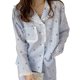 thumbnail image 2 of Conjunto de pijamas Lindo patrón de cereza con puntos Manga larga Frente abierto Conjunto de dormir suelto Ropa de dormir Azul XL para 57,5-65 kg, 2 of 8