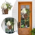 thumbnail image 4 of XEAZON Hydrangea Door Hanger Basket Wreath, Cream Hydrangea Wreath, Farmhouse Wreath with Wildflowers,Christmas Wreath for Front Door with Rattan Basket and Burlap Bow for Wall Porch Xmas Decor, 4 of 6